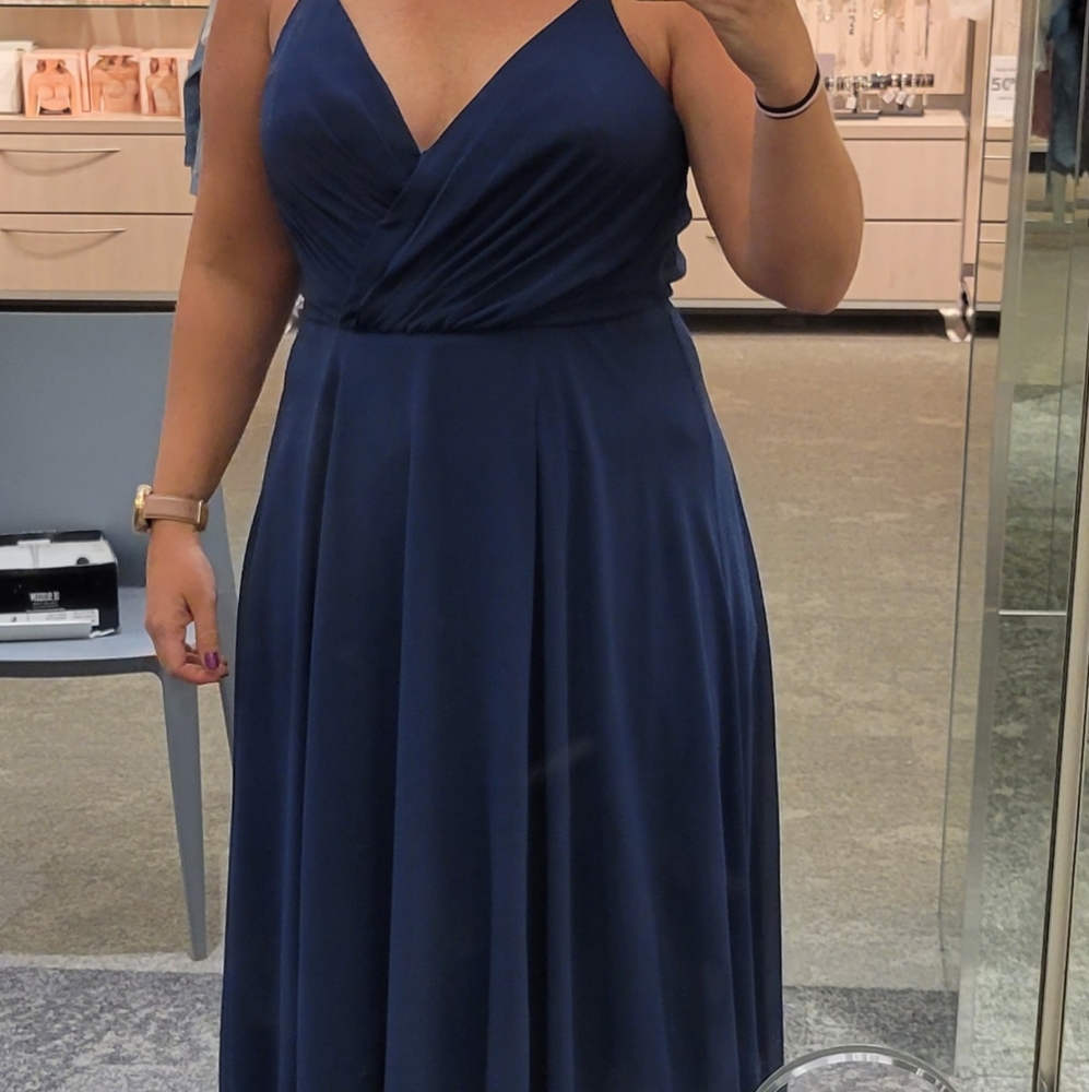 Marine chiffon bridesmaid dress